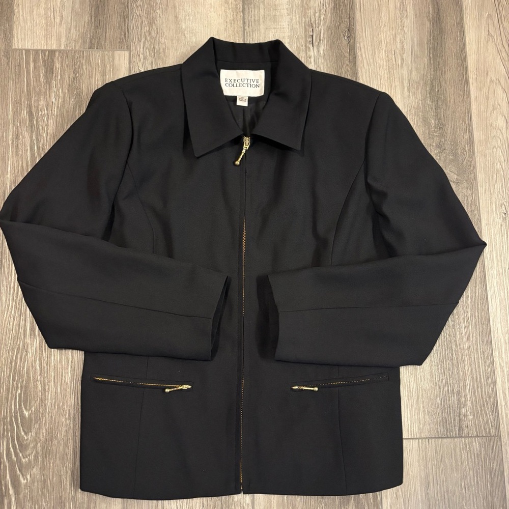 Executive Collection Black Zip-Up Jacket/Blazer - image 1